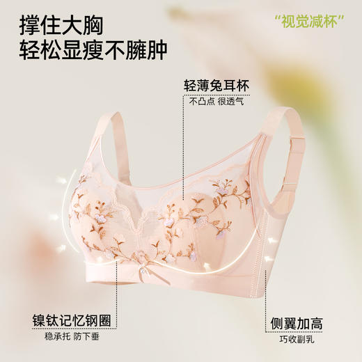 【商场同款】熳洁儿 大胸显小轻薄兔耳朵罩杯高级刺绣钢圈承托茶多酚抗菌24201302 商品图1