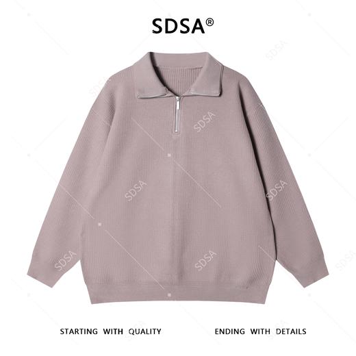 259626SDSA秋冬新款痞帅男装潮牌纯色半拉链翻领毛衣简约休闲套头上衣 商品图1