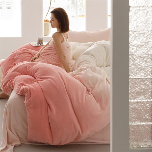 【渐变浪漫双面牛奶绒四件套】降温 警告!高克重加厚!!绒套件的颜值巅峰了!暖糯的牛奶绒治愈冰凉的冬季~0静电, 商品图3