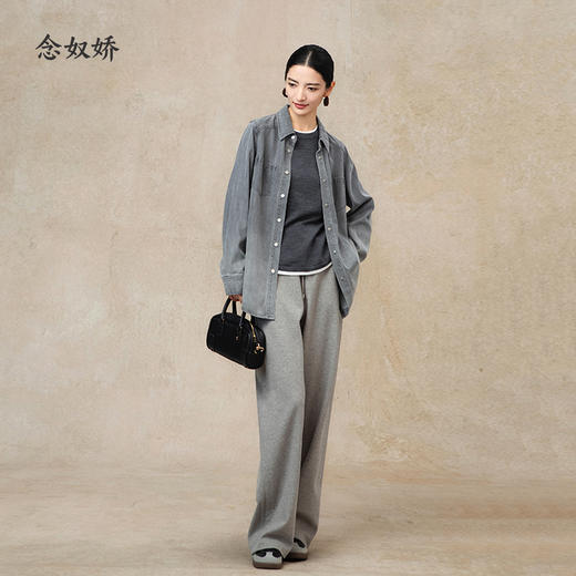 【商场同款】CNB5896 “ 静奢衬衫 ” 云雾灰色柔软渐变直身型牛仔衬衫 商品图9