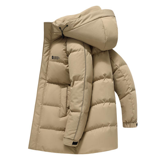 半身缘男装 冬季防风保暖中长款连帽松紧袖口羽绒服2360 商品图5