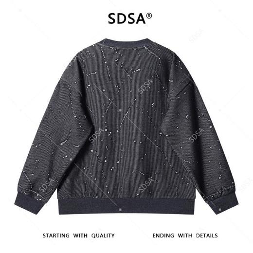 SDSA男士秋冬新款痞帅男装时尚韩版磨破撞色圆领卫衣百搭套头上衣 商品图4