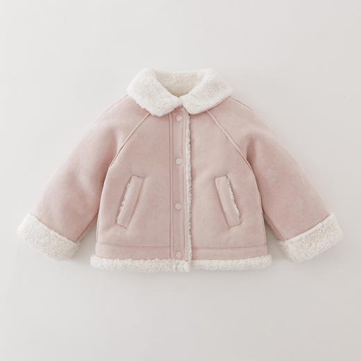 马克珍妮女童复古毛绒领麂皮绒外套2025年秋冬新款551580 商品图4