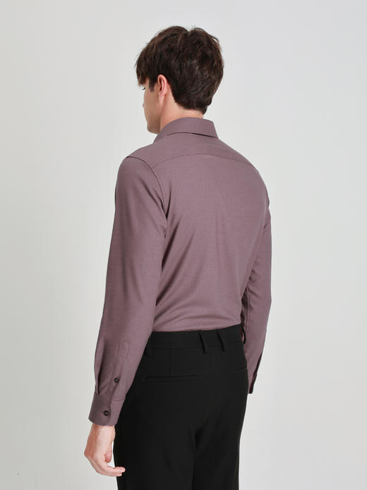 callisto灰调勃艮第红弹力棉长袖衬衫 商品图4