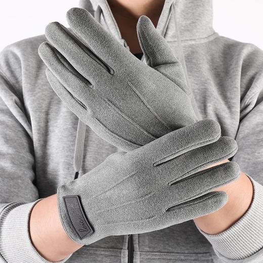 德绒手套男款秋冬季触屏保暖男款骑行手套时尚加绒分指手套秋冬防风保暖手套骑行手套 商品图3