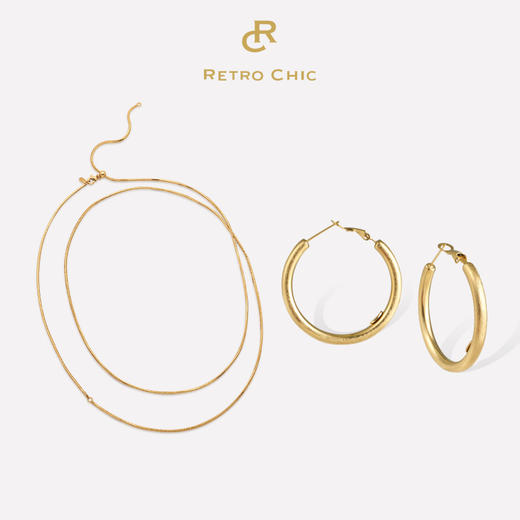 Retro Chic | 金丝耳圈&藤蔓蛇骨长链套装 商品图7