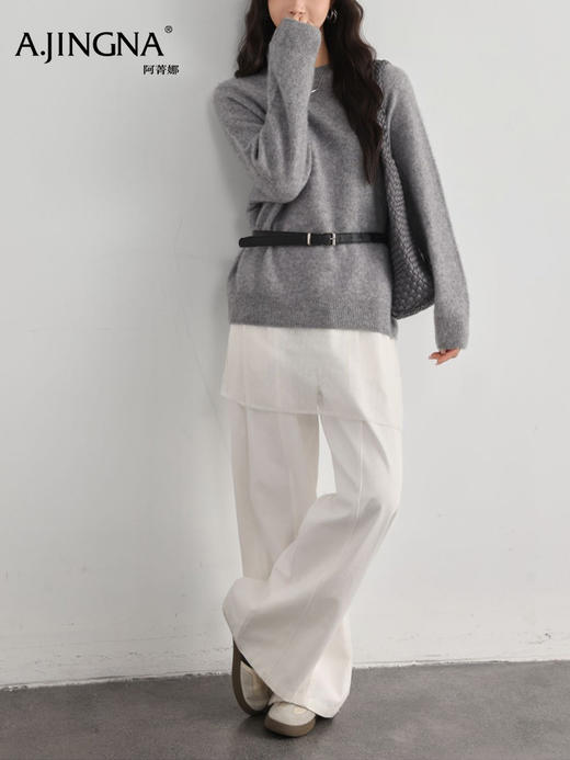 【100%羊毛】阿菁娜秋季新款100%羊毛拉毛针织衫云朵触感松弛感廓形F30D301003 商品图7