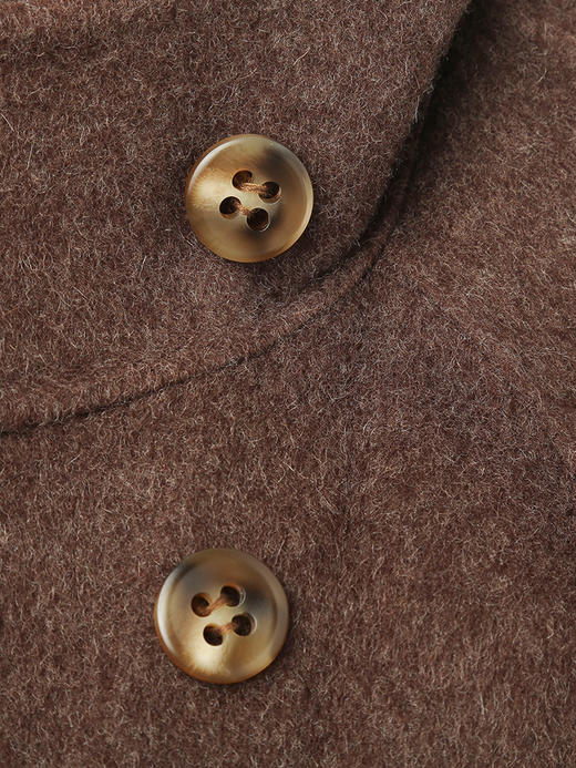 复古棕色大翻领羊毛呢大衣 长款宽松显瘦外套 秋冬高级感通勤百搭双面呢子风衣 商品图3