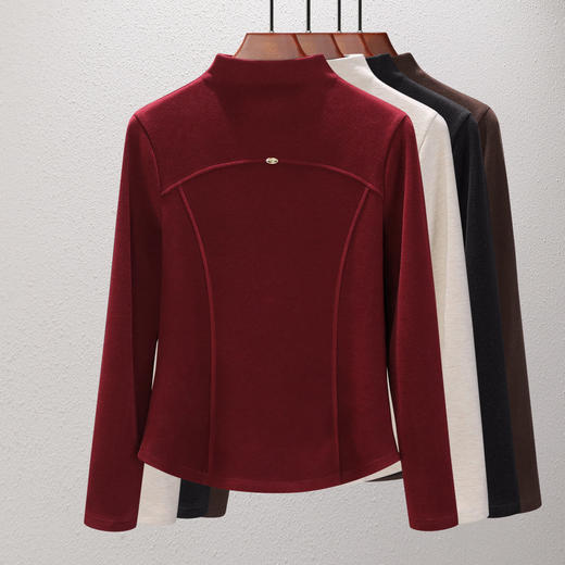 「自j」全新升级【铂金会员119/天猫159/差价40】(02307)洛诗琳桑蚕丝羊毛半高领打底衫2025秋冬暖绒中领保暖上衣女 商品图1