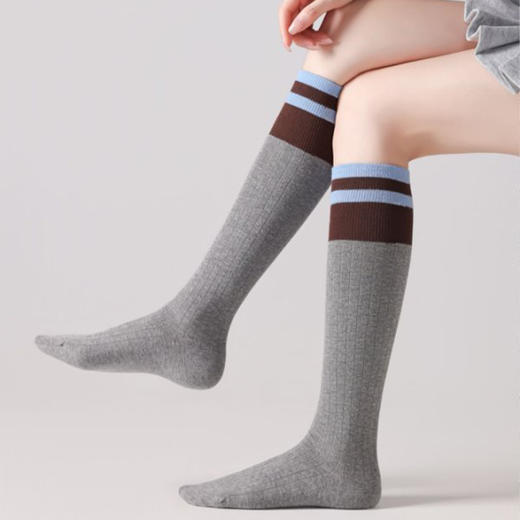 潮流-街头条纹拼接小腿袜女袜袜子-纪念日百货门店同款167295285 商品图0