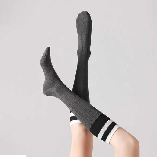 潮流-街头条纹拼接小腿袜女袜袜子-纪念日百货门店同款167295285 商品图3