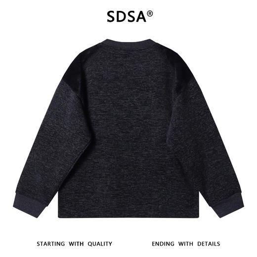 52038SDSA男士秋冬新款痞帅男装潮牌简约拼接绒毛圆领卫衣宽松百搭上衣 商品图4