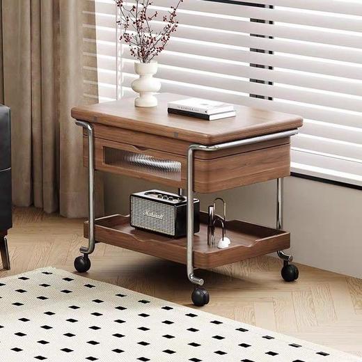 实木新古典小推车客厅折叠升降收纳茶几带轮家用 商品图3