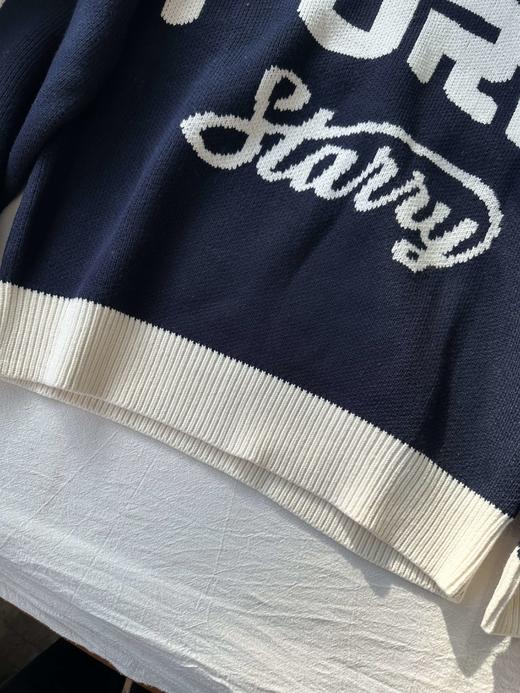 贝壳三 美式复古字母提花假两件毛衣学院风翻领长袖针织衫C102814 商品图6