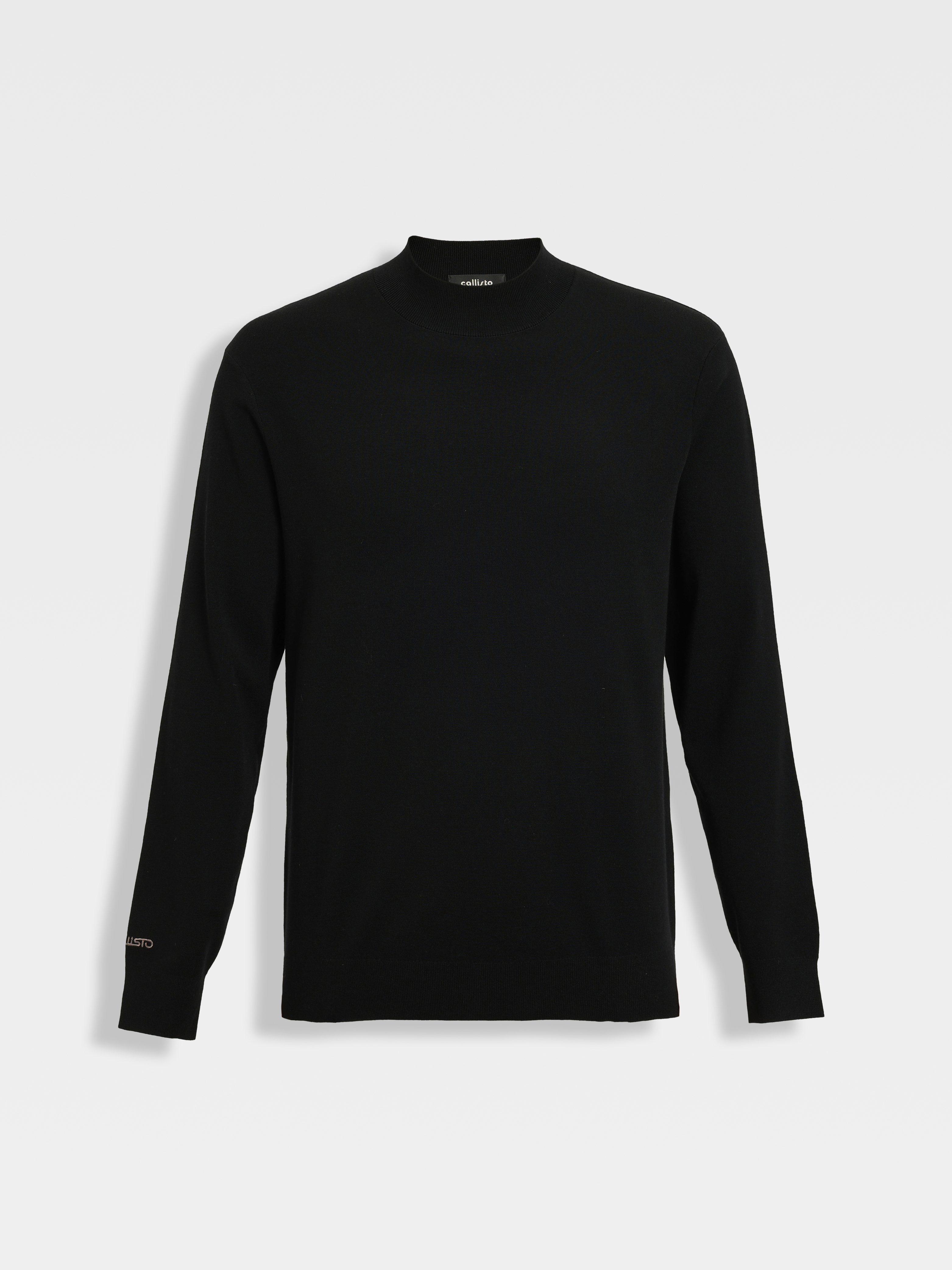 callisto黑色羊毛混纺中领毛衣
