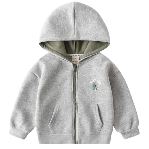 儿童加厚棉质连帽卫衣 韩版休闲拉链卫衣外套 商品图4