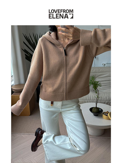 美牌KHAITE代工 羊毛混纺 重磅针织连帽衫 商品图3