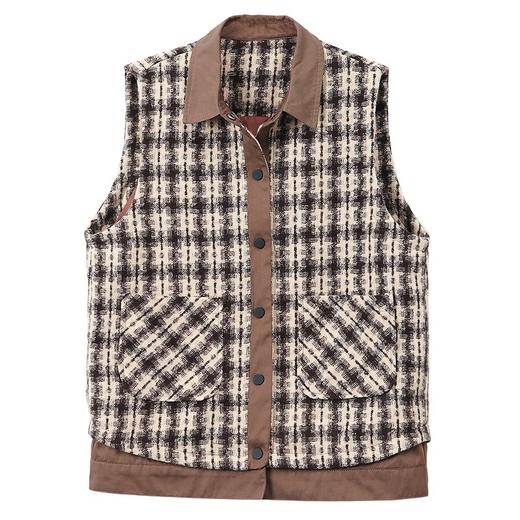 A7251格子马甲马夹背心坎肩加肥加大码中老年妈妈女装春装 商品图4