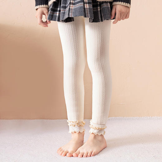 柠檬舒品儿童加绒木耳边九分打底裤NK355 商品图6