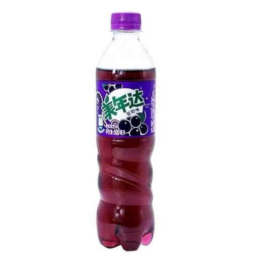 【单瓶】美年达Mirinda 葡萄味汽水碳酸饮料(新老包装随机)500ml/瓶 商品图0