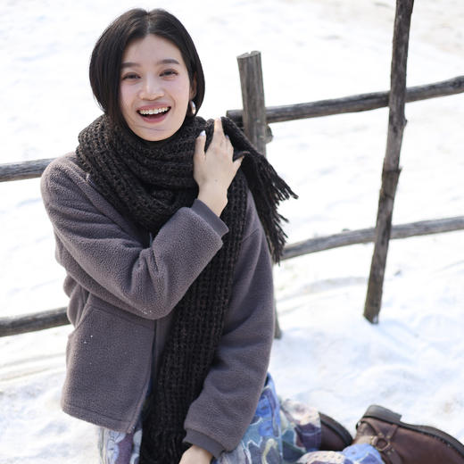 特绽放744朵/晴天·棉摇粒绒立领开襟落肩长袖双层卫衣百搭上衣女 商品图1