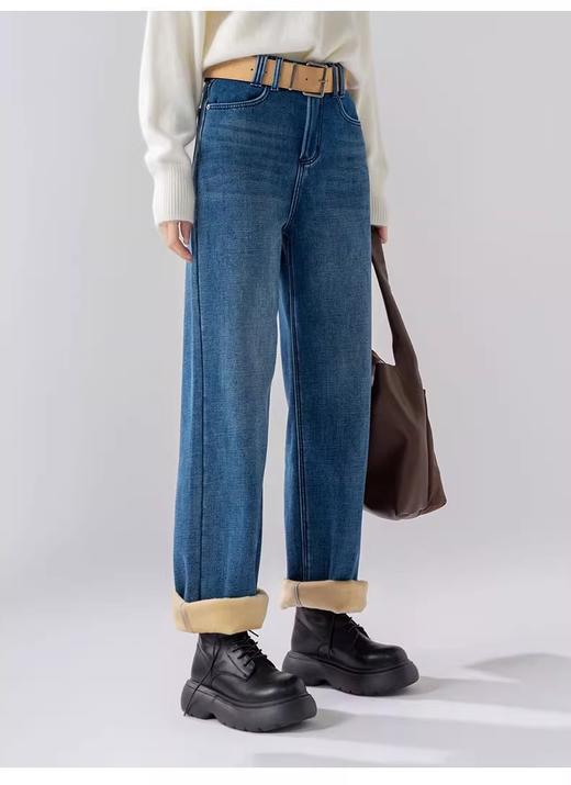 【门店同款】ENJOY冬季冬季加绒水洗棉固色显瘦通勤牛仔裤 160496148 商品图0