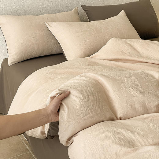 【60S全棉贡缎提花四件套】全棉四件套60S提花贡缎床品件套纯色4件套 商品图3