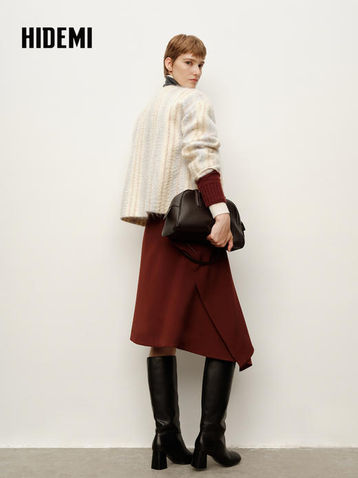 HIDEMI 进口长毛水波马海毛绵羊毛混纺渐变色缎面外套渐变色 商品图5