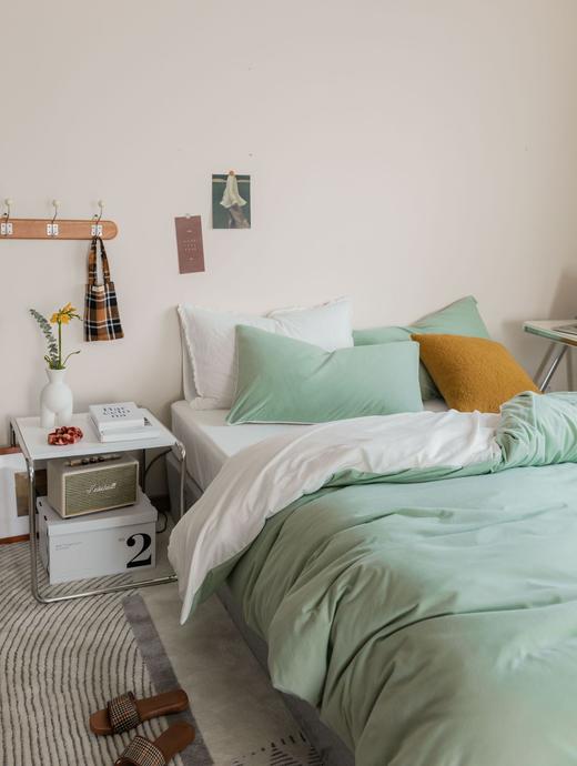 chao美配色！A类婴儿级全棉针织棉四件套裸睡亲肤柔软被套简约双拼三件套 商品图1