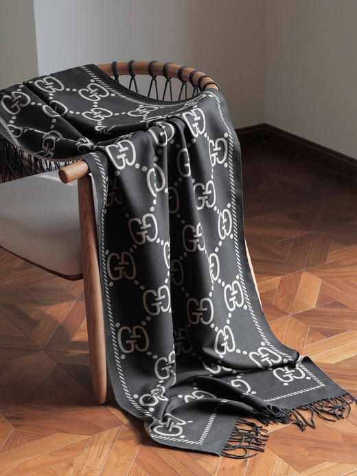 WJ21-GUCCI古驰 经典双G格纹 绒线围巾 男女同款情侣款（QZ*MM） 商品图1