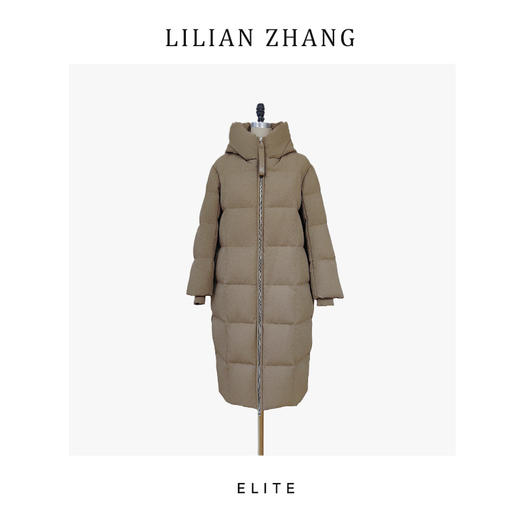 定制—静奢风—暖调廓形—知暖绒雅—高定长款拉链连帽羽绒服 2516001 商品图0