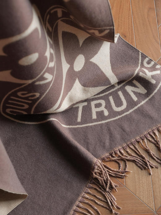 WJ26-LOUIS VUITTON Monogram 花卉图案 绵羊毛 绒线围巾 女款 黑色（QZ*MM） 商品图3