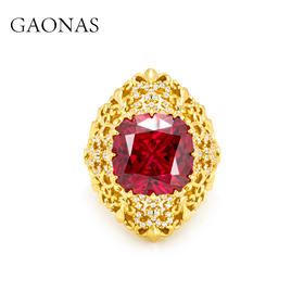 GAONAS  时尚贵气豪横臻奢金色红戒指11685JR