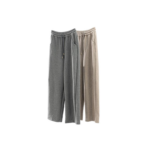 特绽放女装687朵/绒墩墩·绒感垂坠分割廓形系带卫裤女新款休闲裤 商品图4