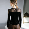 洋气设计感蕾丝上衣，拼接黑色丝绒性感T恤法式别致小衫XD-FN23TX1002 商品缩略图3