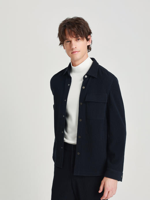 callisto星空蓝莫代尔混纺衬衫款外套 商品图3