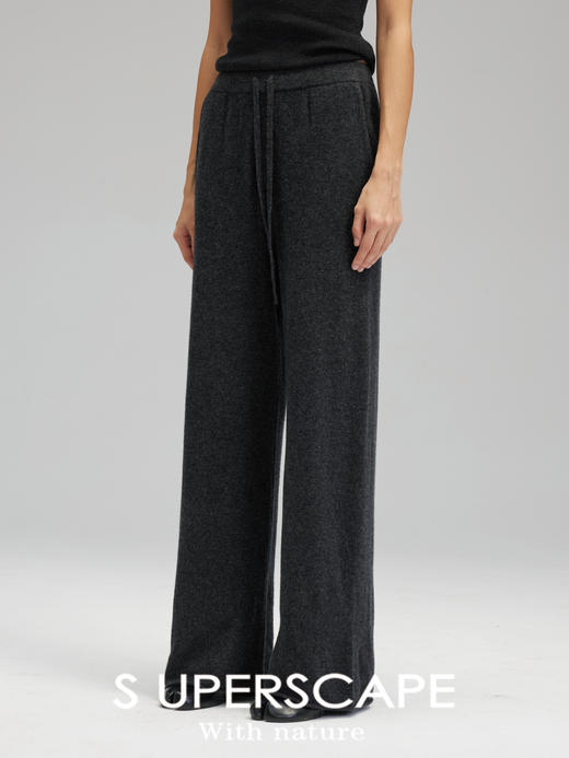 素舶 100美利奴羊毛御寒显瘦神裤休闲百搭抽绳直筒长裤 商品图0