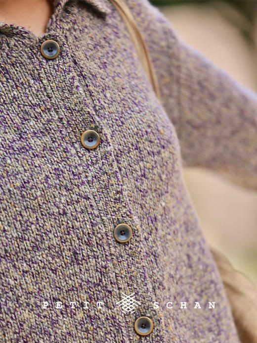 PETIT SCHAN小闪 CLO#943 Morning Fog 晨雾 羊毛羊驼毛大翻领花纱开衫毛衣 商品图3