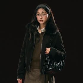 Ariseism 美式复古PU皮夹棉短外套女秋季新款外套