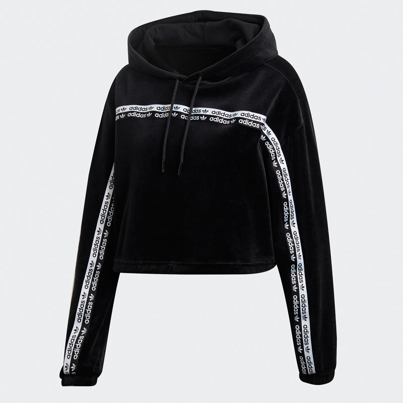 元旦超值抢购 （YY）adidas/阿迪达斯  三叶草女装连帽运动卫衣短款休闲套头衫 GI1117