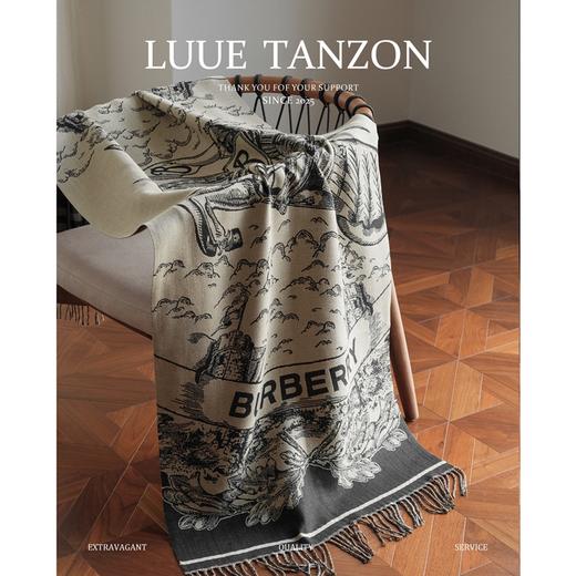 WJ07-巴宝莉 马术骑士徽标 双面 羊绒提花 绒线围巾 女款 （QZ*MM） 商品图0