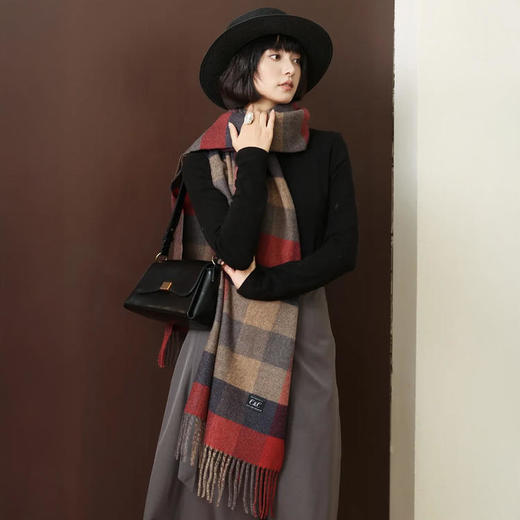 C&C 明星款轻奢感羊毛/羊羔绒围巾 超大尺寸 两面可戴 保暖舒适 礼盒包装多款可选 商品图7