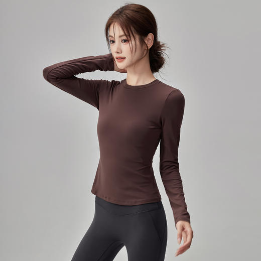 【限时秒】YOGACODE【火树银花系列】秋冬长袖瑜伽服女圆领修身显瘦运动t恤训练健身服上衣DWT125669 商品图4