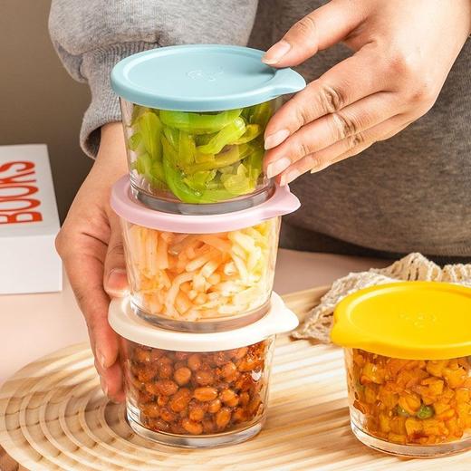 （4只装）带盖玻璃小碗 防串味咸菜密封罐玻璃保鲜盒冰箱小菜泡菜分装盒 商品图1