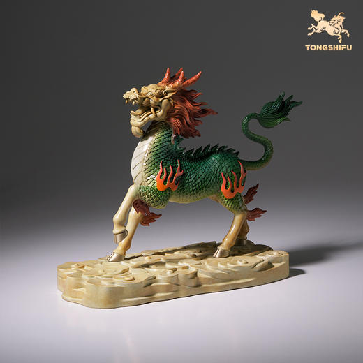 铜师傅《祥瑞麒麟（吉祥青色）》客厅桌面铜麒麟摆件 家居装饰工艺品 商品图1