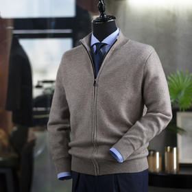 秋冬新款男士双面羊毛羊绒混纺立领拉链开衫——不退不换