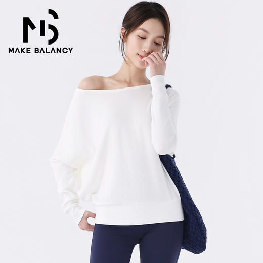 Makebalancy/慕柏郦长袖T恤透气宽松型落肩袖极简风运动风1977 商品图8