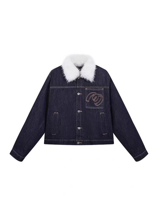 马得工地/MDGDWT13170/可拆卸毛领绗棉牛仔外套 商品图3