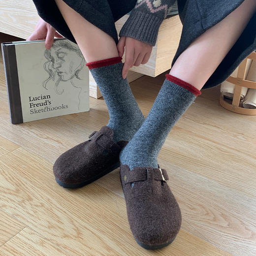 基础罗口撞色绵羊毛女袜袜子-纪念日百货门店同款167193271 商品图2