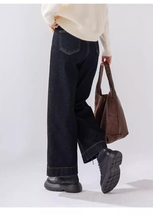 【门店同款】ENJOY冬季冬季复合绒高腰显瘦直筒休闲奶奶裤 160357228 商品图2